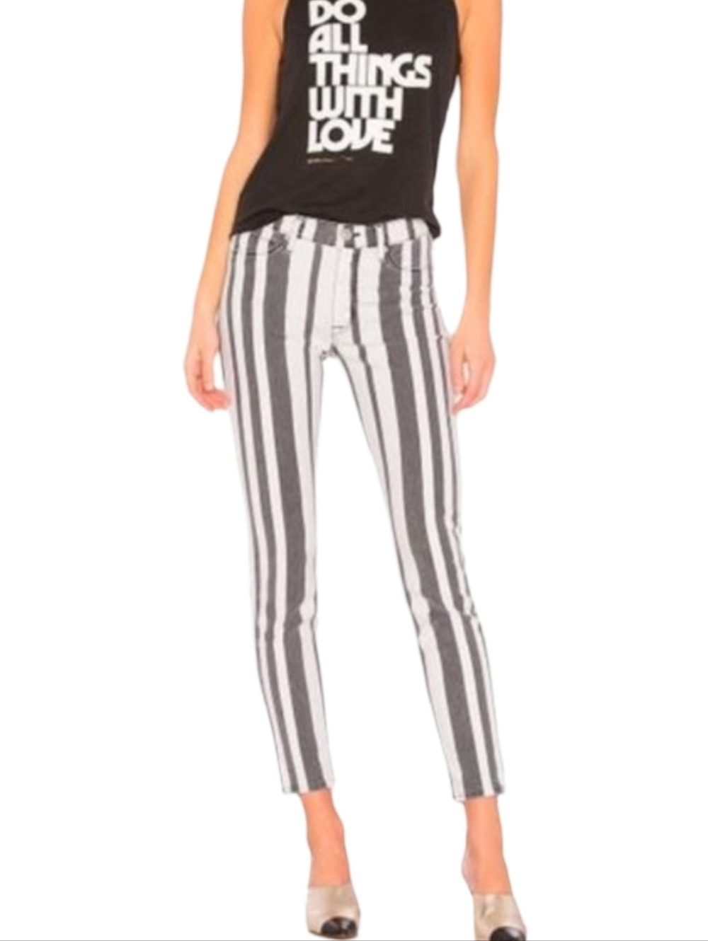 Hudson Barbara High Waist Striped Skinny Ankle Jeans NWOT Size 26